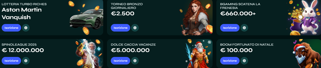 Tornei e Lotterie Milionarie Savaspin